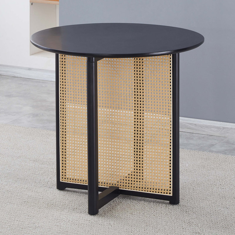 Round black rattan table hotsell
